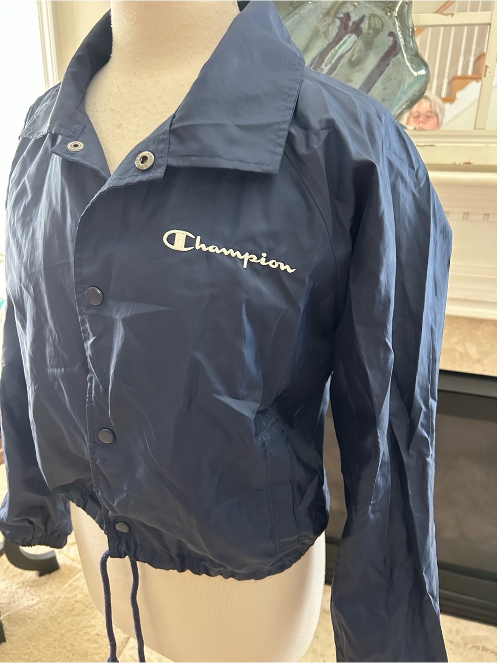 Champion Cropped Navy Windbreaker Jacket - Picture 3 of 9